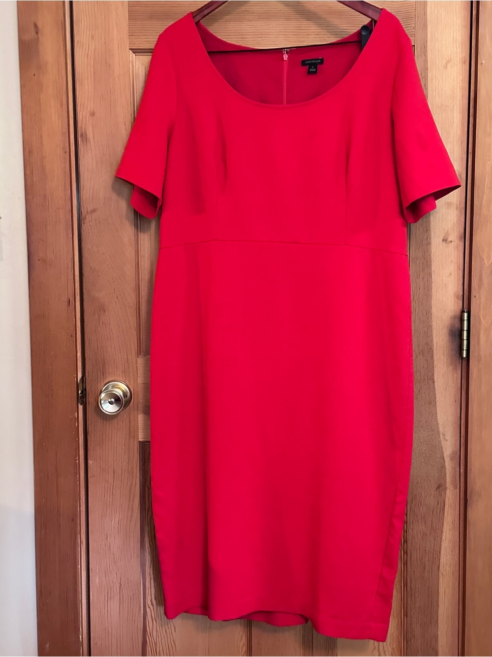 Ann Taylor Red Scoop Neck Midi Dress